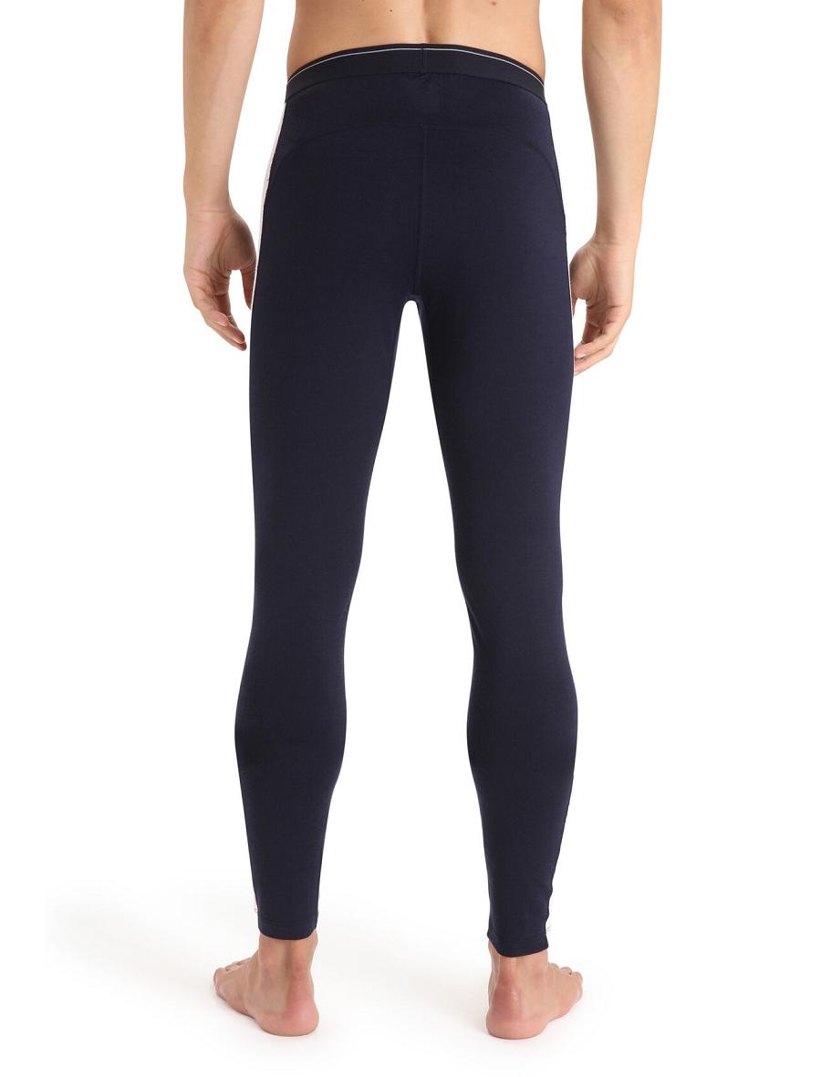 Base Layers Icebreaker Merino 200 Sonebula Thermal Leggings Męskie Granatowe Białe | PL 1582ZUTG